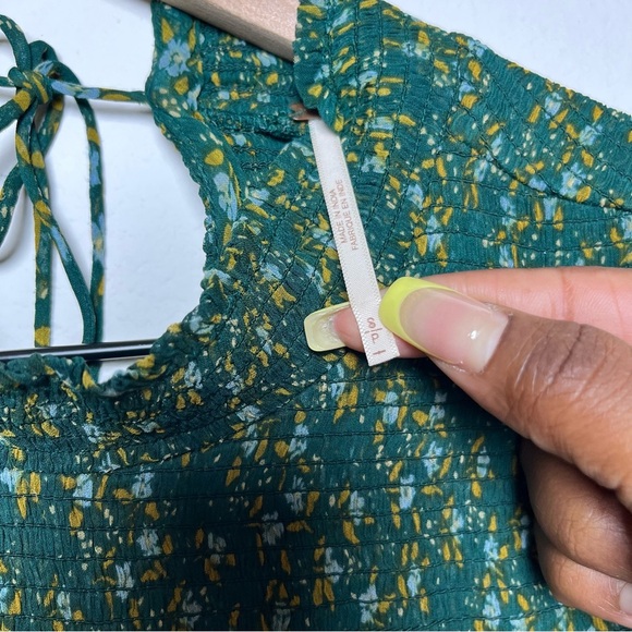 Free People Women Roma Top Small Green Ditsy‎ Floral Victorian Royalcore Sheer - Picture 5 of 10